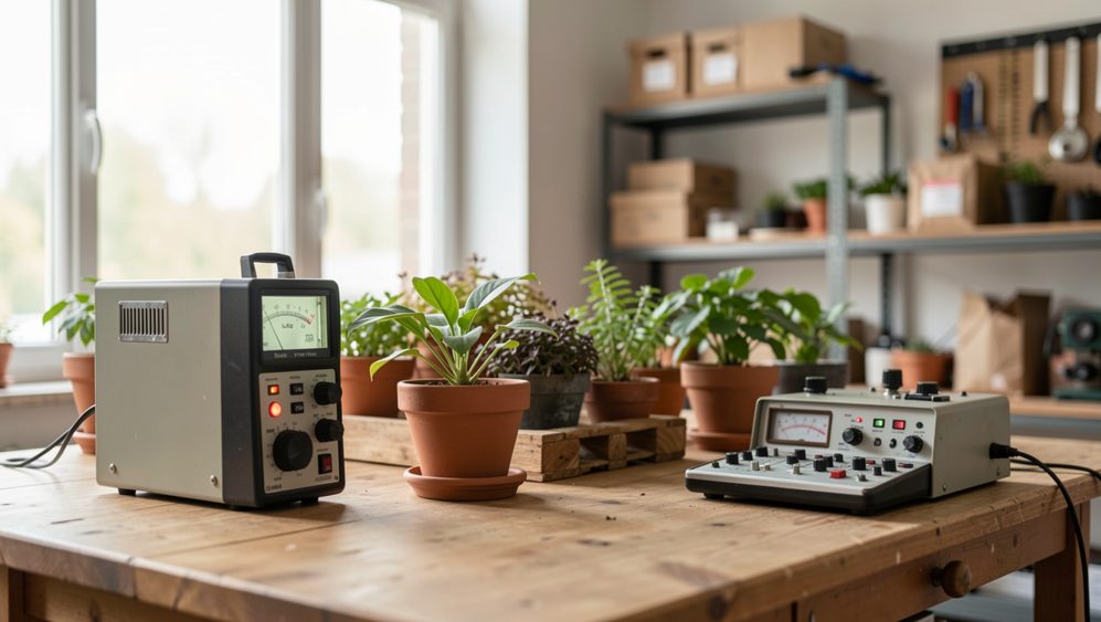 Motor starter panel during an inrush measurement with clamp meter fitted on one conductor
